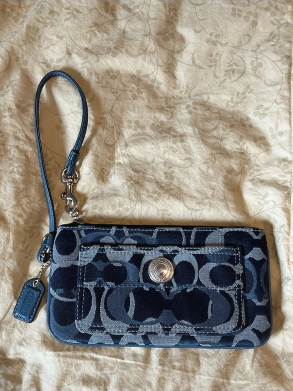 Coach signature wristlet blue jacquard vintage Y2K rare denim coin purse